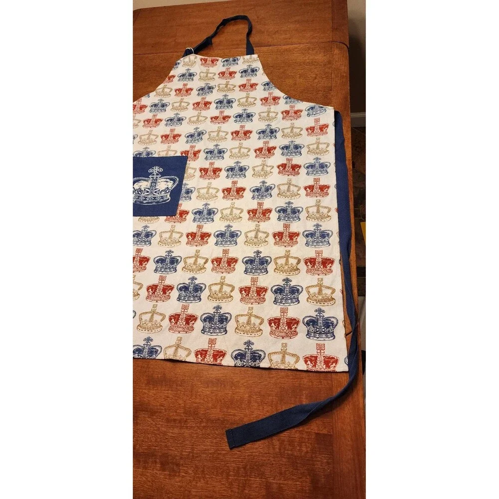 Vintage Crown theme apron red blue gold